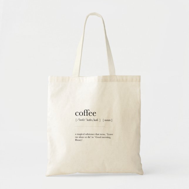 Bolso De Tela Definición de café significa decoro de arte diccio (Frente)