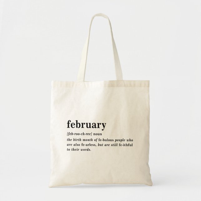 Bolso De Tela Definición de Cumpleaños de Febrero (Frente)