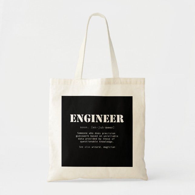 Bolso De Tela Definición de diccionario de ingeniero divertido (Frente)