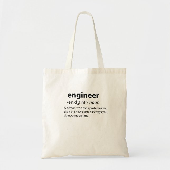 Bolso De Tela Definición de diccionario divertida de ingeniero (Frente)