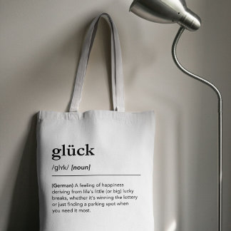 Bolso De Tela Definición de Glück Palabra alemana Felicidad Suer