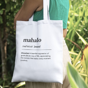 Bolso De Tela Definición de Mahalo Palabra Hawaiana Gratitud Sim