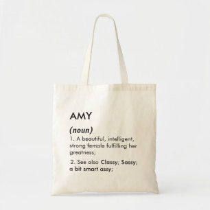 Bolso De Tela Definición de nombre Amy editable, nombre personal