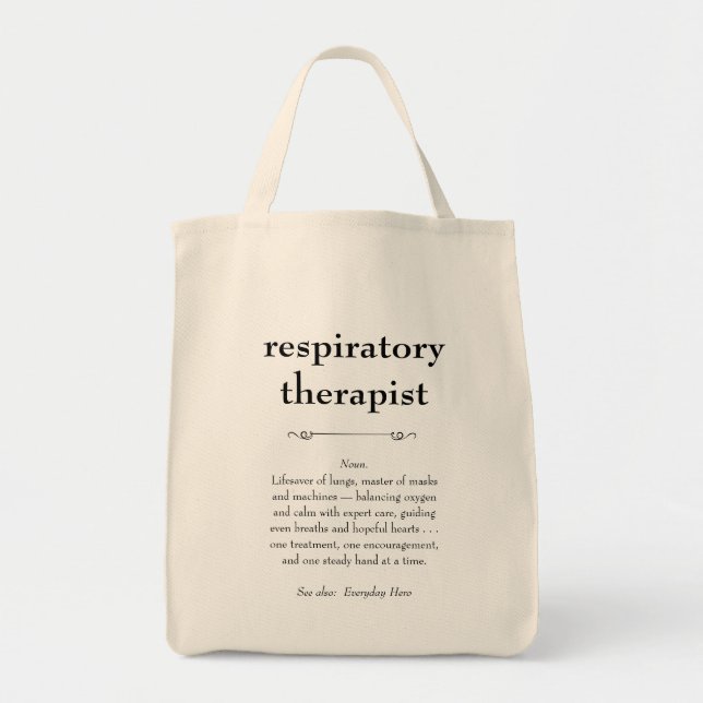 Bolso De Tela Definición de Terapia Respiratoria Gracias Regalo (Frente)