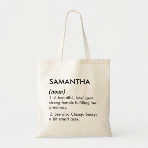 Bolso De Tela Definición del nombre Samantha editable, nombre pe