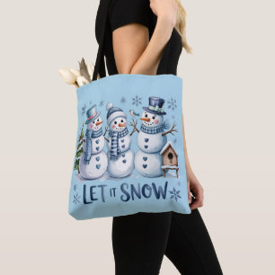Bolso De Tela Deja que nieve Plaid Búfalo Navidad Familia Invier