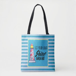 Bolso De Tela Deja que tu luz brille brillante tipografía de far