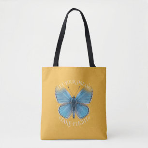Bolso De Tela Deja que tus sueños despeguen Mariposa Azul
