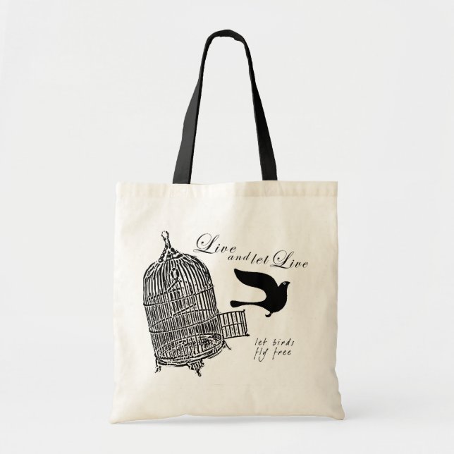 Bolso De Tela dejar que vuele el pájaro libre (Frente)
