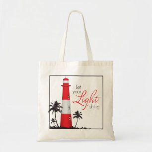 Bolso De Tela "Deje su brillo ligero!" Rojo del tote del faro
