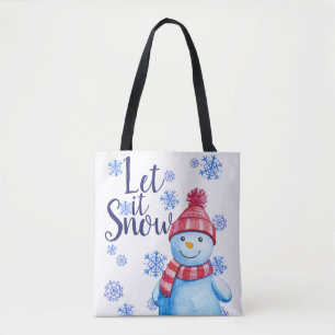 Bolso De Tela Dejemos que nieve provoque nieve con copos de niev