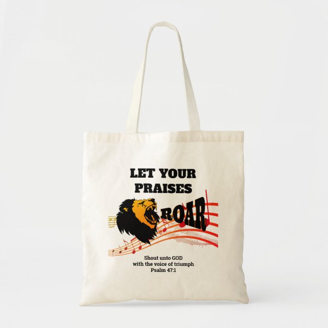 Bolso De Tela DEJEN QUE SUS ELOGIOS SEAN ROAR Christian. (Frente)