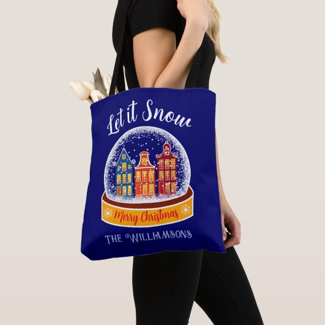 Bolso De Tela Déjenlo que nieve globo aerostático pueblo Navidad (Detalle)