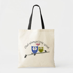 Bolso De Tela Del búho amor siempre, dibujo animado lindo