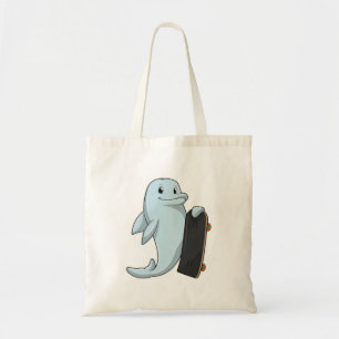 Bolso De Tela Delfín como Skater con Skateboard