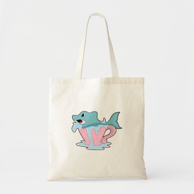 Bolso De Tela Delfín con una copa de agua. PNG (Frente)