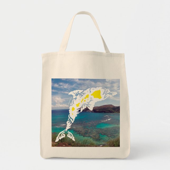 Bolso De Tela Delfín de las islas de Hawaii de la hawaiana (Frente)