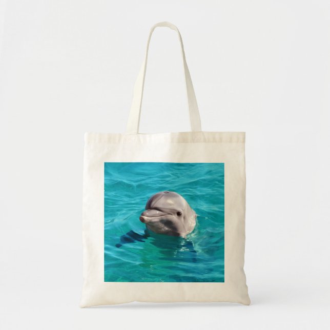 Bolso De Tela Delfín en foto del agua azul (Frente)