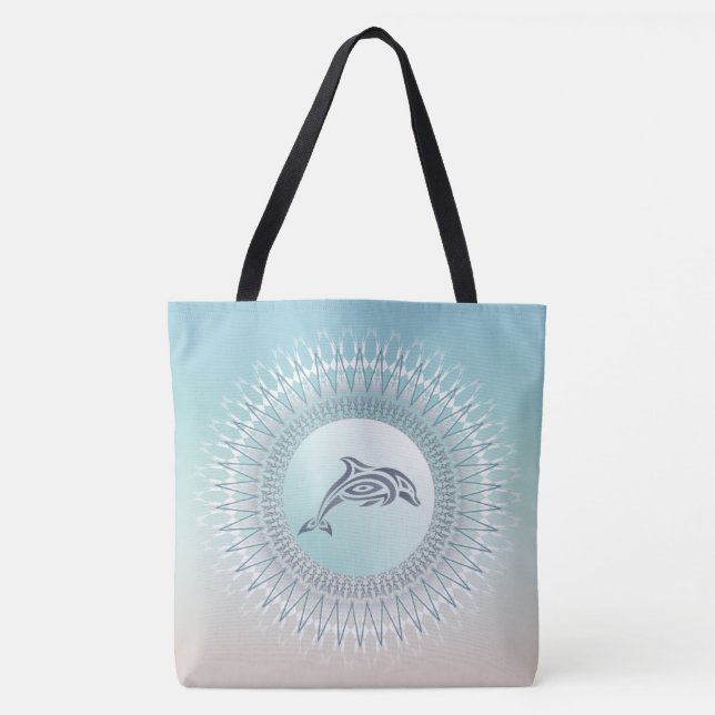 Bolso De Tela Delfín estilo playa Mandala (Anverso)