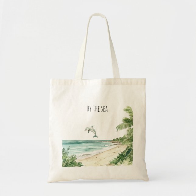 Bolso De Tela Delfín junto al mar (Frente)
