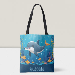 Bolso De Tela Delfín lindo acuarela personalizada