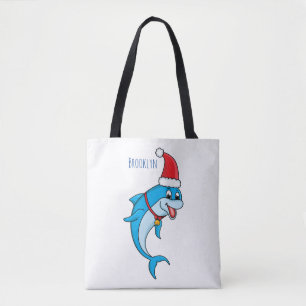 Bolso De Tela Delfín lindo con sombrero de Santa dibujo animado