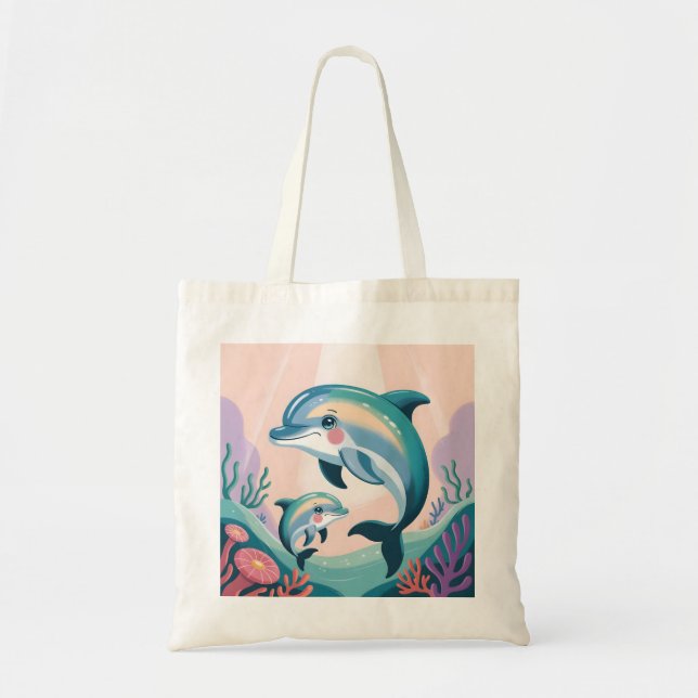Bolso De Tela Delfín Mamá y Bebé (Frente)