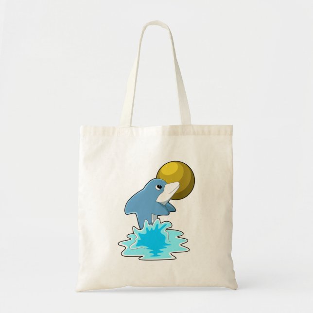 Bolso De Tela Delfín nadando con la luna (Frente)