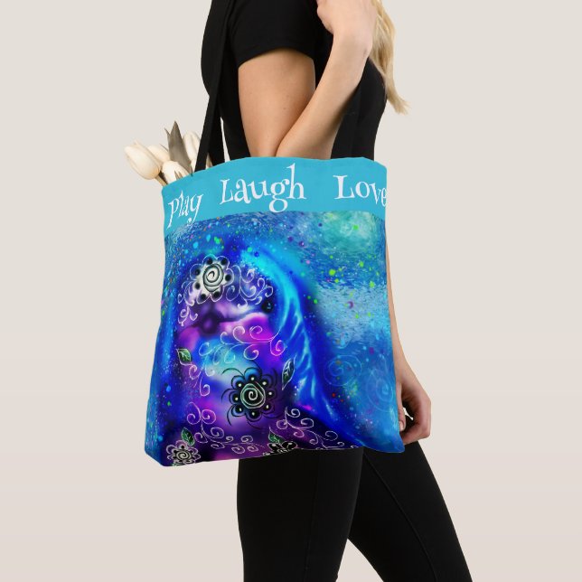 Bolso De Tela Delfín Play Laugh Love Whimsical Painting Art (Detalle)