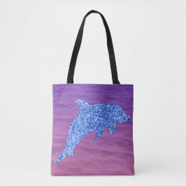 Bolso De Tela Delfín Purpurina Azul En Mar Rosa Y Púrpura