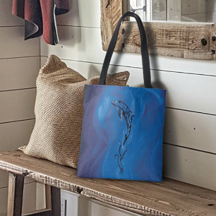 Bolso De Tela Delfín tribal azul