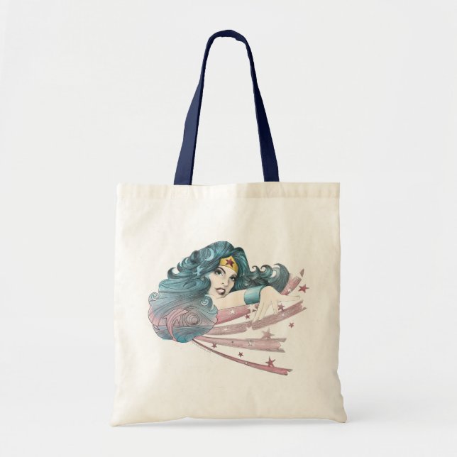 Bolso De Tela Delfín y rayas de mujer maravilla (Frente)