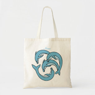 Bolso De Tela Delfines azules en círculos Thunder_Cove