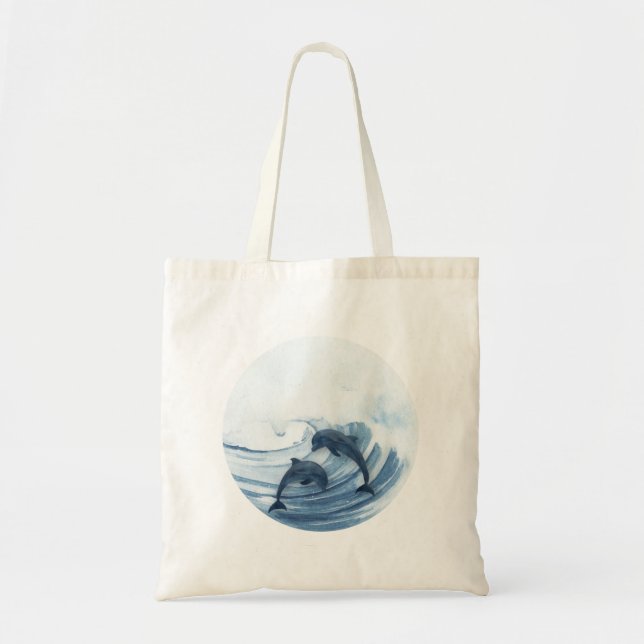 Bolso De Tela Delfines buceadores en el surf (Frente)