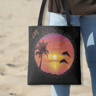Bolso De Tela Delfines jugando al atardecer
