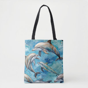Bolso De Tela Delfines nadando en el mar