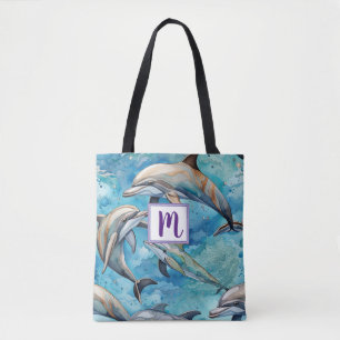 Bolso De Tela Delfines nadando en el mar