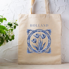 Bolso De Tela Delft Blue Holland Tulip 