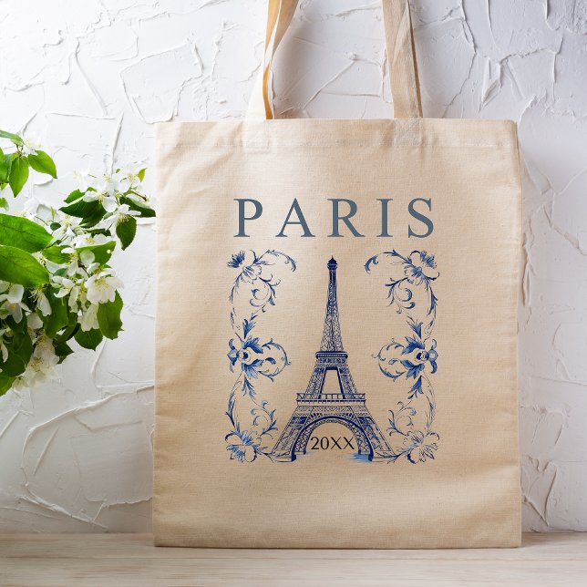 Bolso De Tela Delft Blue Paris Eiffel Tower (Subido por el creador)