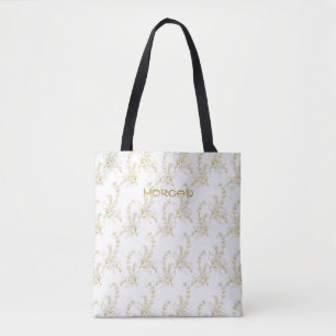 Bolso De Tela Delicada Línea Floral Arte Tote Bag Personalizado