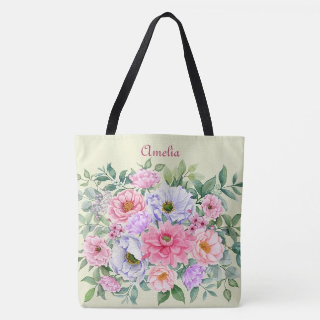 Bolso De Tela Delicado jardín de verano Fiesta Floral (Anverso)