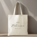 Bolso De Tela Delicate Calligraphy Future Sra. Bride<br><div class="desc">Bolsa de tetas diseñada por el personalizado para que la novia tenga un nombre personalizado en caligrafía delicada moderna.</div>