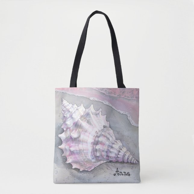 Bolso De Tela Delicate Soft Pastel Lilac Seashell (Anverso)