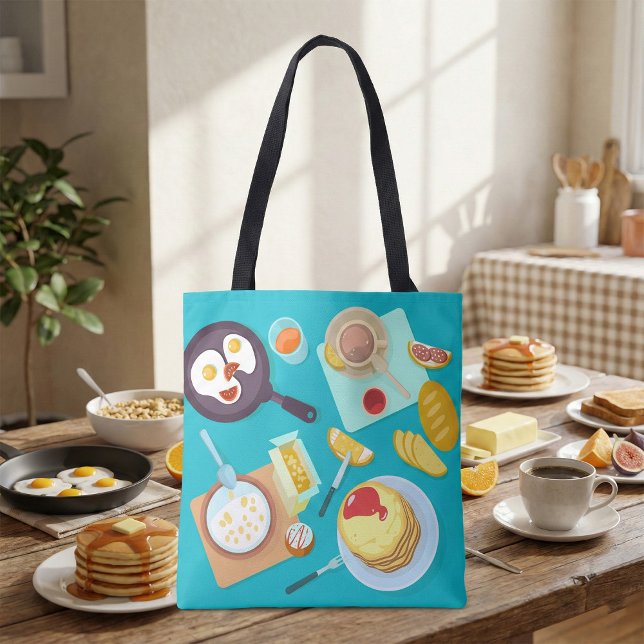 Bolso De Tela Delicioso desayuno crepes Huevos Café (Subido por el creador)