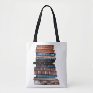 Bolso De Tela Demasiado encariñado con la pila libro-Vieja de