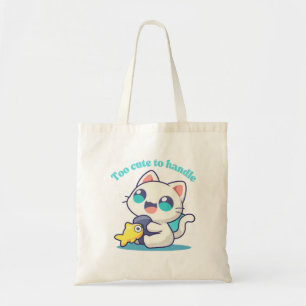 Bolso De Tela Demasiado lindo Kawaii Anim Cat & Fish Tote Bag