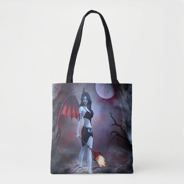 Bolso De Tela Demonio vampiro femenino (Anverso)