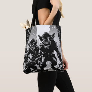 Bolso De Tela Demonios duendes Ciudad arruinada Estilo gráfico r