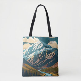 Bolso De Tela Denali Alaska Estados Unidos Ilustracion de viajes