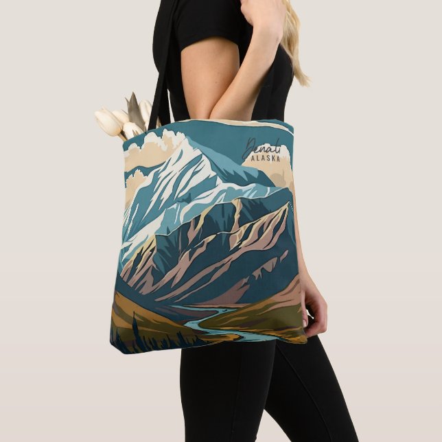 Bolso De Tela Denali Alaska Estados Unidos Ilustracion de viajes (Detalle)